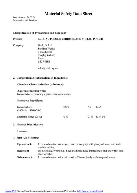 autosol metal polish safety data sheet|autosol msds.